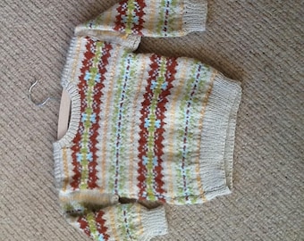 Hand knitted fair isle sweater for 1 yr old