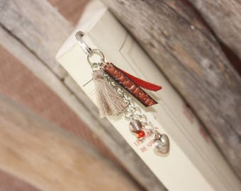 Bookmark tassel to customize red & taupe