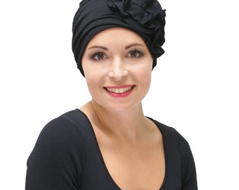 Black Chemo Hat | Hats for Hair Loss | Hats for Cancer Patients | Dressy Chemo Hat | Women's Turban | Alopecia Hat - handmade XS S M L XL