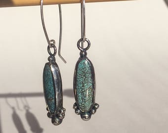 Sterling Silver & Hubei Turquoise Earrings