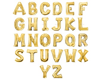 CUSTOM Letter Balloons | Mylar Gold Letter Balloons | Metallic Letter Balloons | Gold Party Decorations
