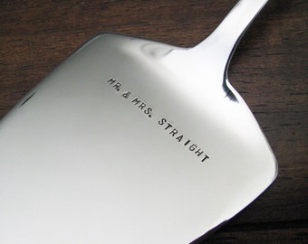 custom wedding cake server - personalize with your names, date