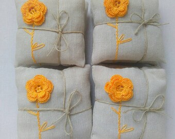 Lavender sachets set of 2 wedding favors-crochet sachet lavander