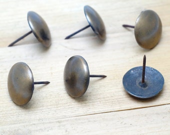 1.18" inches Lot of 6 pcs Vintage Solid Brass Retro Round Nail / Spike / Thumbtack / Hob Decor AA009
