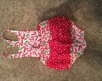 Candycane/polkadot Christams Romper 12-18 Months