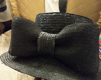 Vintage Straw Hat with Bow