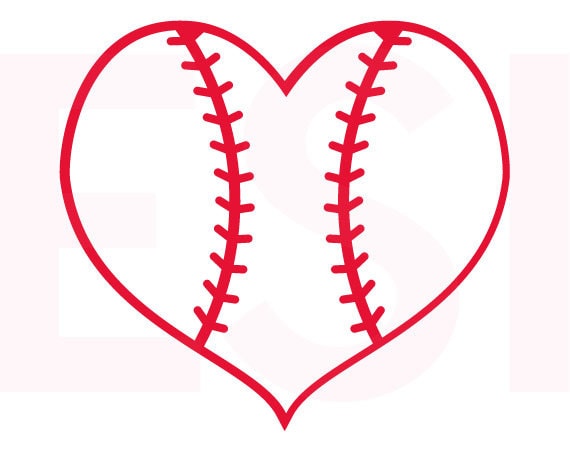 Baseball Heart design SVG DXF EPS cutting files for use in