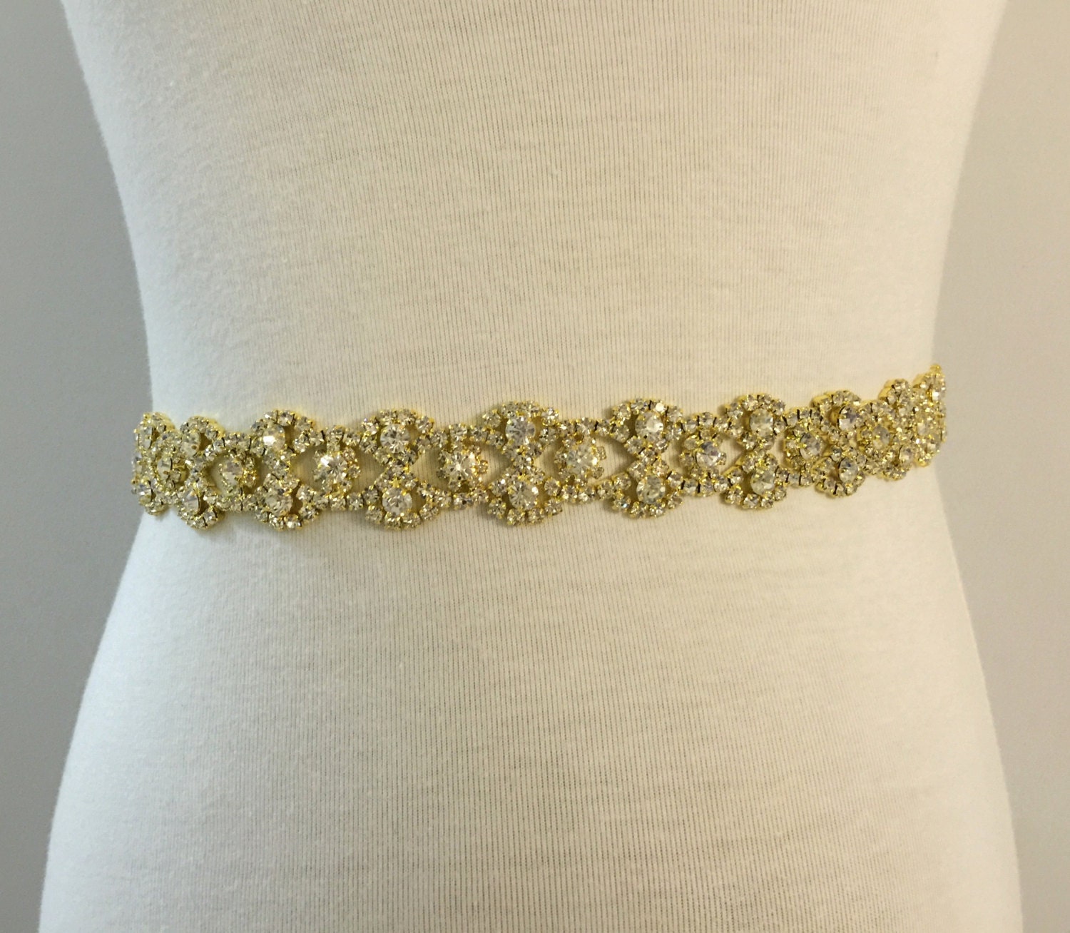 Gold Sash-Rhinestone Belt-Rhinestone Sash-Gold Weddng