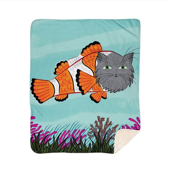 Catfish - children's sherpa blanket - 60" x 80" / 50" x 60"
