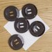 Pack of 8 large wooden buttons, dark brown, 30mm diameter