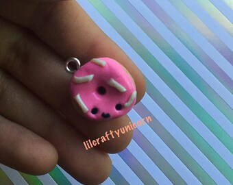 Kawaii polymer clay pink donut charm