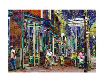 Home Decor, Wall Art, Nantucket, Fine Art Print, Colorful, Fine art, Glicee, Door, Abstract art, , Graphic, Main Street, New England Art