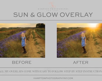 Sun glow photoshop overlay. Add sunshine to any image. Easy to follow step by step instructions.
