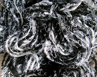 Salt & Pepper Handspun Banana Silk Yarn Choose Yardage 5, 10 Yards or Full Skein Great Texture!