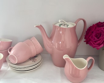 Vintage 1960's pale pink johnson brothers coffee set.