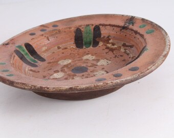 Vintage Old Ceramic Redware Pottery Bowl Cup.