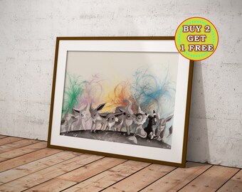 Eevee, Pokemon, Evolutions, Pokemon Poster, Pokemon Anime, Pokemon Print, Pokemon Gifts, Pokemon, Pokemon Canvas, Anime, Anime OC-652