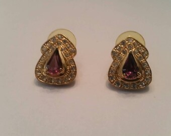 Vintage Roman Rhinestone Earrings Costume Jewelry