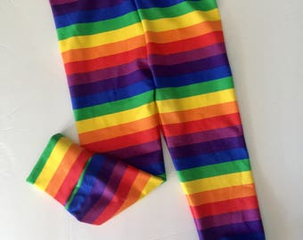 Rainbow Stripe leggings Baby Toddler Kids Girls Boys colorful unisex stretch Rainbow Brite stripes costume 0 3 6 9 12 19 24 months 2T 3T 4T