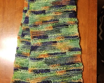 Minecraft-themed hand-knit scarf
