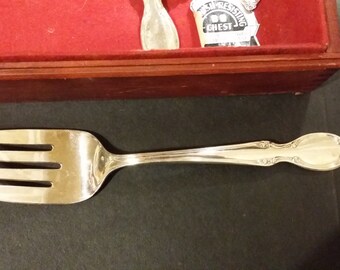 Precious mirror Meat fork silver plated Circa 1954