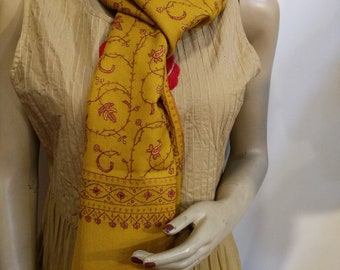 Indian Pashmina scarf wrap, Honey Paisley Design, Embroiodery Pashmina Shawls Wrap,shawl pin, Size 28X80 Inches