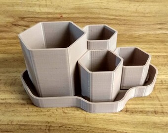 Hex planter, 15cm long, 3D printed, Hexagonal pot, decoration, plants