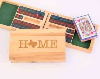 Personalized Cribbage - Engraved Cribbage - Family Game Night - Folding Cribbage Set - Wooden Cribbage - Home State Gift - Custom Cribbage