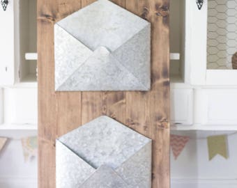Farmhouse Mail Organizer | Rustic Entryway Organizer | Rustic Mail Holder | Galvanized Wall Mail Organizer | Galvanized Farmhouse Style