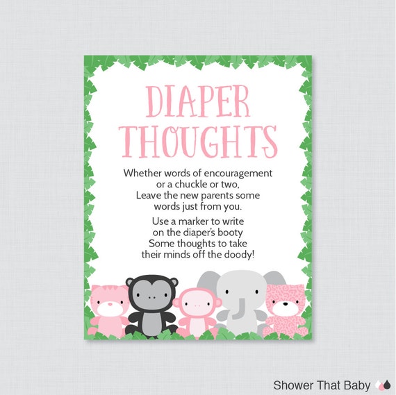 Jungle Theme Baby Shower Diaper Thoughts Game Printable