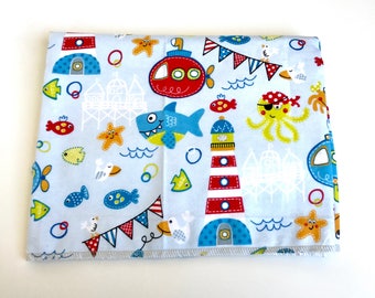 Nautical Receiving Blanket, Nautical 100% cotton flannel Swaddling blanket, New baby essentials, Nautical nursery baby gift.