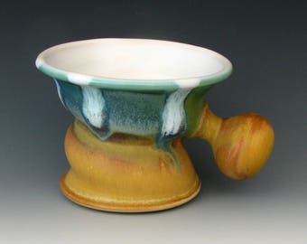 CERAMIC SHAVING MUG #6 - Stoneware Shaving Mug - Ceramic Shaving Bowl - Ceramic Shaving Cup - Gifts For Him - Lather - Shaving Soap