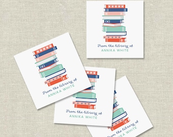 personalized bookplates, custom bookplate stickers, set of 20, book club gift, gift for book lover, teacher gift