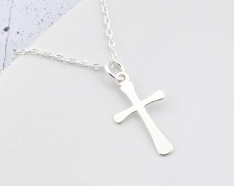 Sterling Silver Cross Necklace, Cross Charm Necklace, Tiny Cross, Silver Cross, Cross Pendant, Little Cross, Cross