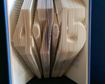 Custom Personalized Folded Book Art Sculpture Numbers / Date Unique Anniversary Gift Paper Gift 1st anniversary Birthday gift for him her