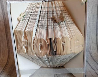 Handmade Home Bookfolding, New Home Gift , Home Decor, Unique Gift, Folded Book Art, Bookfold, Book Lover, Bookami, Couple Gift, First Home