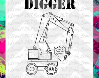 Digger SVG - Truck SVG - truck svg file - die-cuts - boys bedroom decal - toddler boy svg - svgs for cameo - svgs for cricut - construction