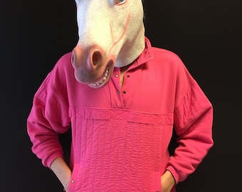 vintage 80s / 90s pink sweater with front kangaroo pocket size M