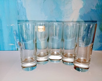 Shot glasses-vintage shot glasses-Set of five shot glasses-Liquor shot glasses-Mint julep tall shotglasses-vintage barware-Luminarc brand