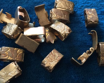 6 Vintage Brass Floral Fold-Over Clasp (see description)