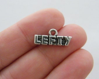 4 Lefty charms antique silver tone M522