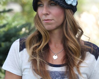 Womens Fall and Winter Hat, Womens Newsboy Hat with Flower, Womens Brim Hat with Flower, womens accessory hat, fall accessory, winter hat