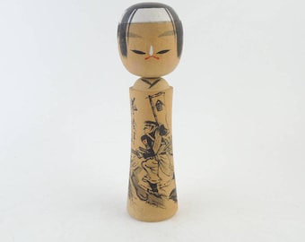 Vintage kokeshi doll, Byakkotai, Young Teenage Samurai