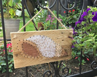 Seashell String Art, Seaside, Recycled Wood, Wall Art, Home Decor
