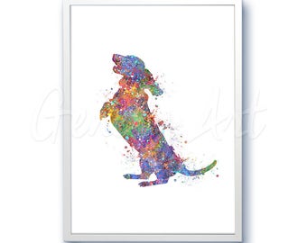 Dachshund Standing Watercolor Art Print - Home Living - Animal Painting - Dog Poster - Wall Decor - Home Decor - House Warming Gift