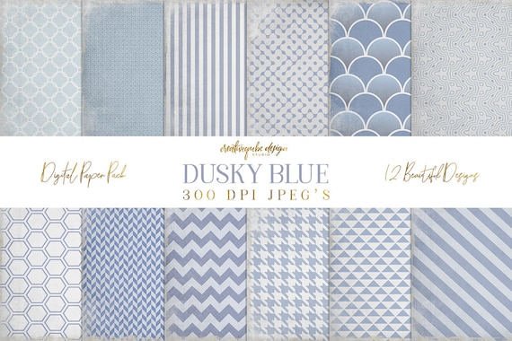 Digital Paper Pack - Digital Scrapbook Papers - Worn Dusty Blue textured, shabby chic., Planner Printable