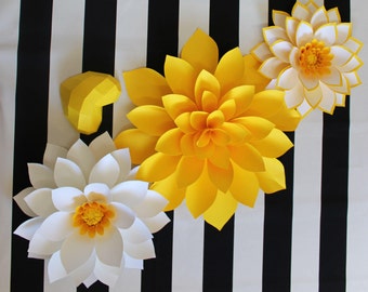 Nursery wall paper flowers, yellow paper flower backdrop, Paper flowers over the crib, Paper flower backdrop, paper flower photo wall