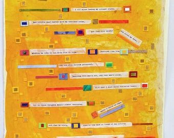 Shakespeare Sonnet 29 Collage- Sonnet xxvix - Yellow, Orange- Abstract Mixed Media- 15x22- Poetry Art-Vertical Wall Art