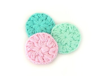 Face Scrubbies Crochet Scrubbies Cotton Face Scrubby Makeup Removers Crochet Scrubby Set of 3 Scrubbies Mini Washcloths