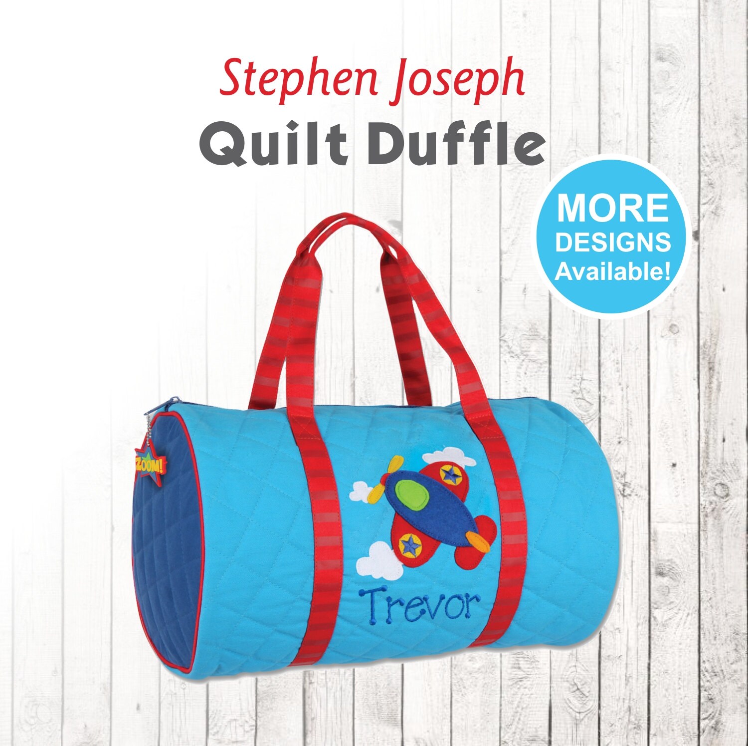 Personalized Airplane Duffle Bag Stephen Joseph Quilt Duffel